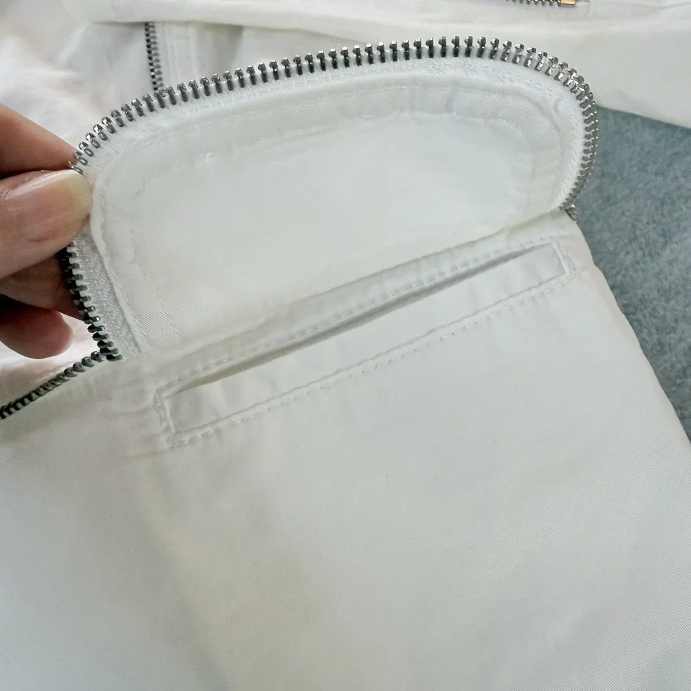 Michael Kors White Utility Jacket‎ Women's Size 4 Zip Front Cotton Stretch